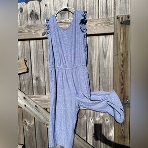 Old Navy Women’s Heather Blue Ruffle Jumpsuit Size XL